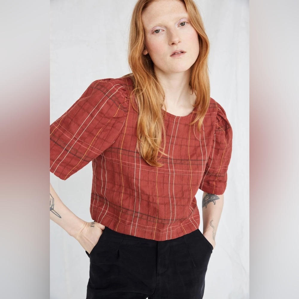 Eve Gravel Labyrinthe Plaid Blouse